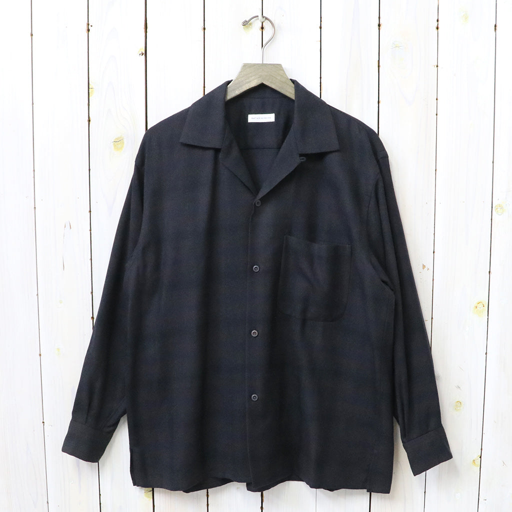 Kaptain Sunshine : Wool Ombre Open Collared Shirt (CHARCOAL OMBRE)
