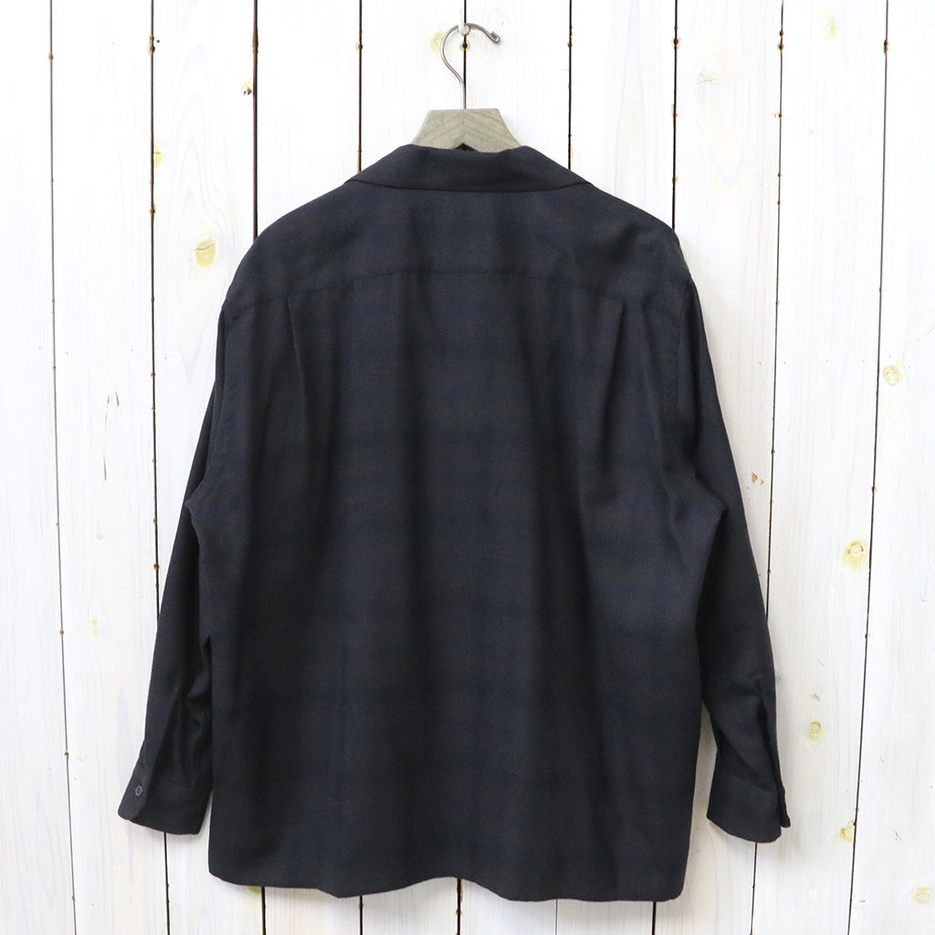 Kaptain Sunshine : Wool Ombre Open Collared Shirt (CHARCOAL OMBRE)