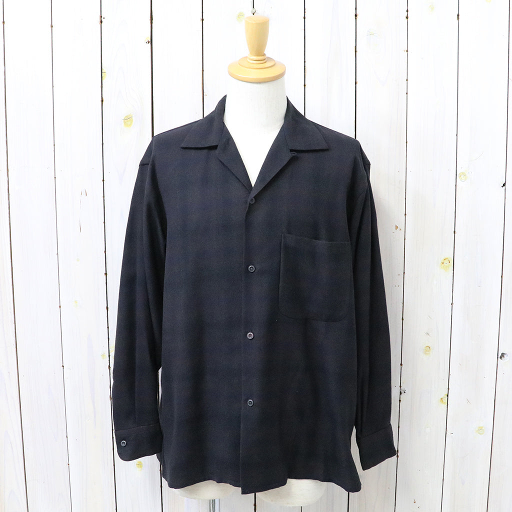 Kaptain Sunshine : Wool Ombre Open Collared Shirt (CHARCOAL OMBRE)