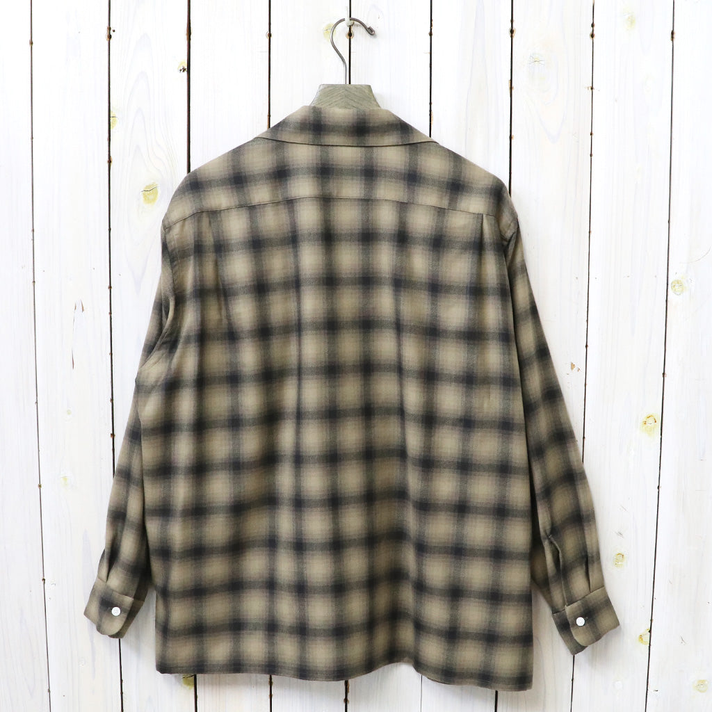 Kaptain Sunshine : Wool Ombre Open Collared Shirt (BEIGE OMBRE)