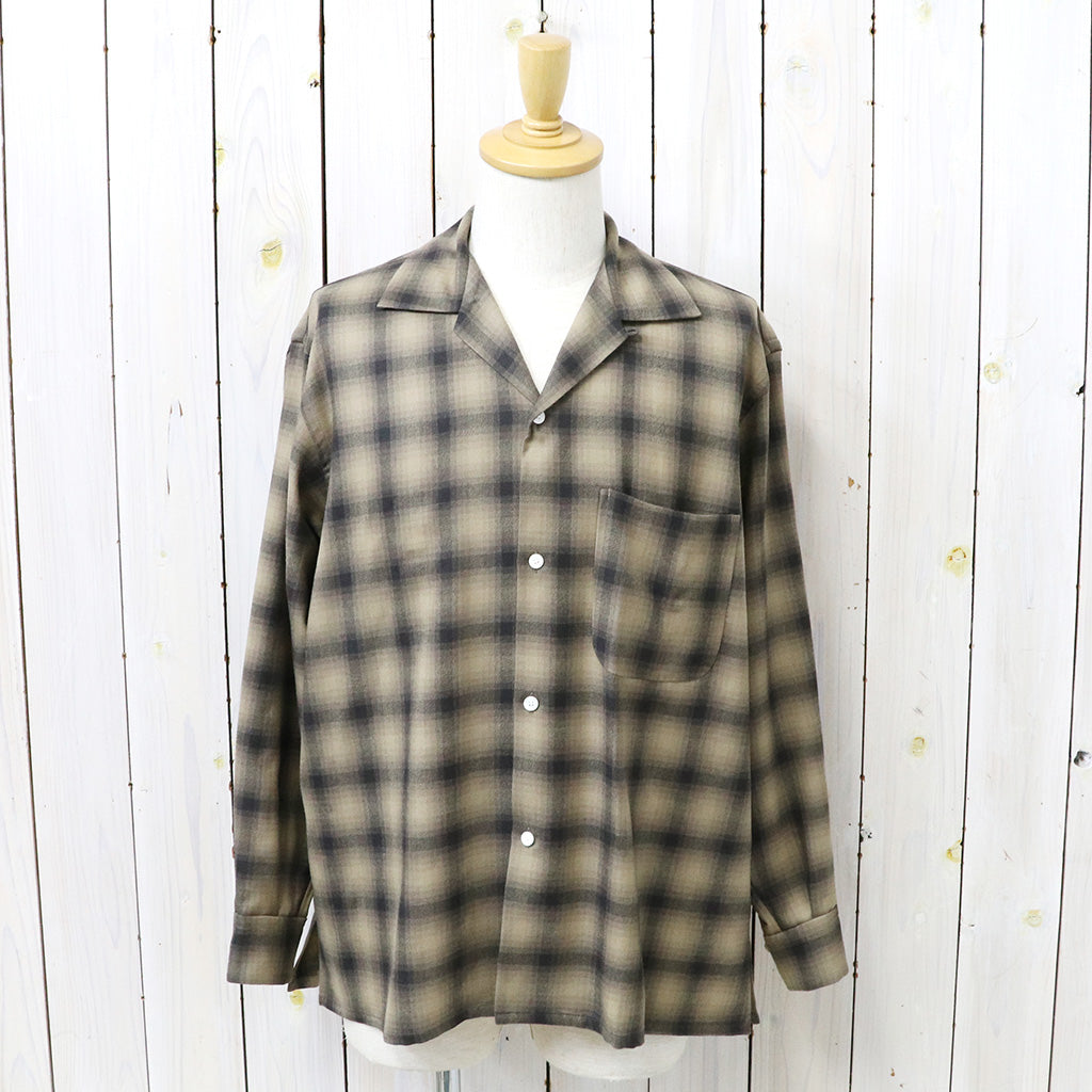 Kaptain Sunshine : Wool Ombre Open Collared Shirt (BEIGE OMBRE)