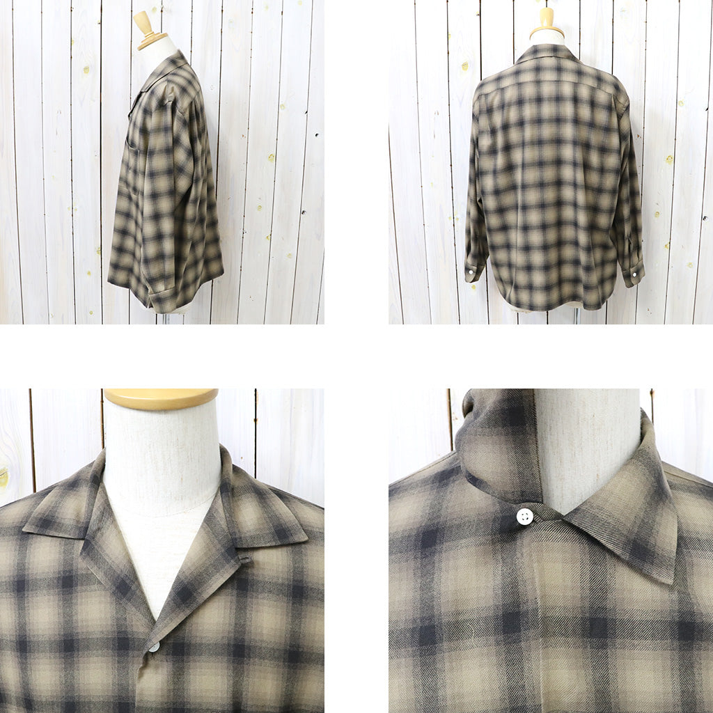 Kaptain Sunshine : Wool Ombre Open Collared Shirt (BEIGE OMBRE)
