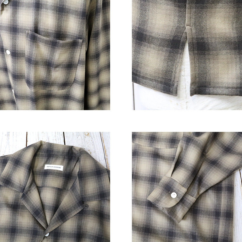 Kaptain Sunshine : Wool Ombre Open Collared Shirt (BEIGE OMBRE)