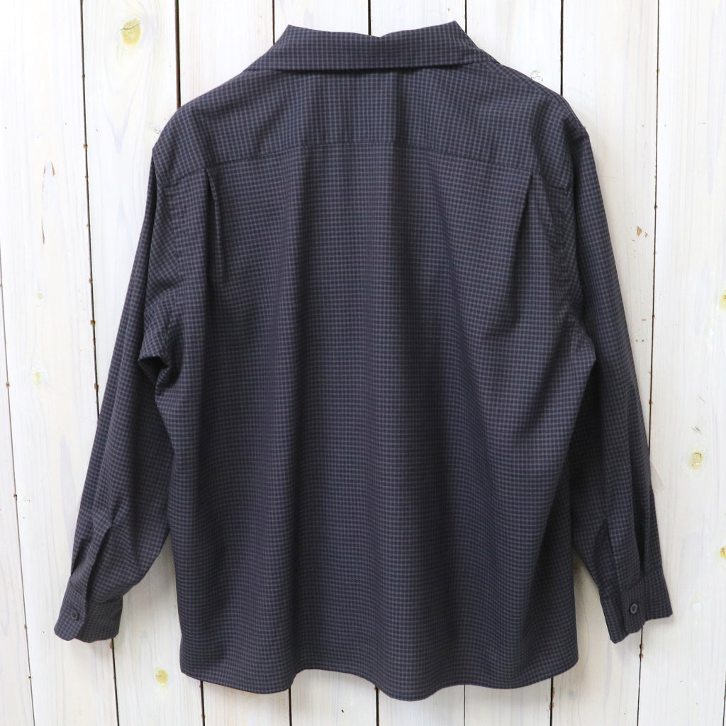 Kaptain Sunshine : Summer Wool Open Collar Shirt (BROWN PLAID)