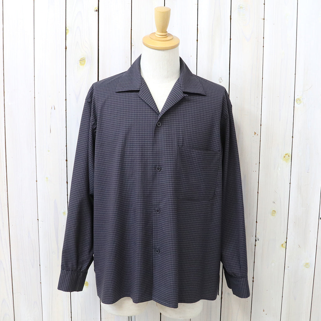Kaptain Sunshine : Summer Wool Open Collar Shirt (BROWN PLAID)