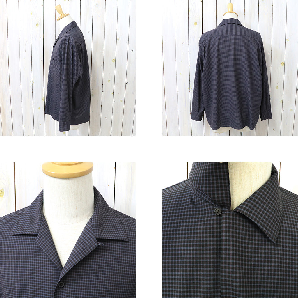 Kaptain Sunshine : Summer Wool Open Collar Shirt (BROWN PLAID)