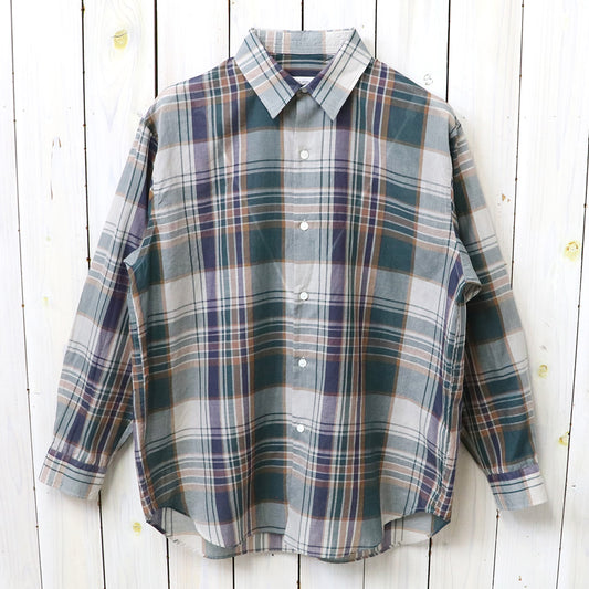 Kaptain Sunshin : Gauze Plaid Plain Shirt (FOREST PLAID)