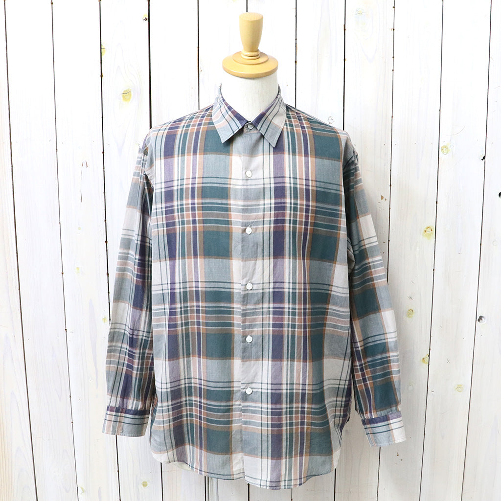 Kaptain Sunshin : Gauze Plaid Plain Shirt (FOREST PLAID)