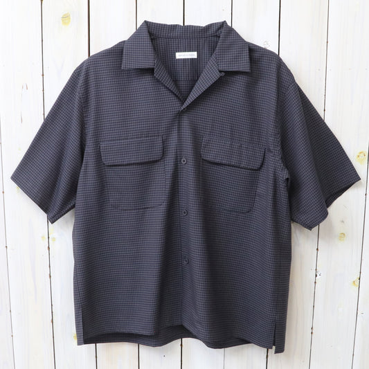 Kaptain Sunshine : Summer Wool Open Collar SS Shirt (BROWN PLAID)