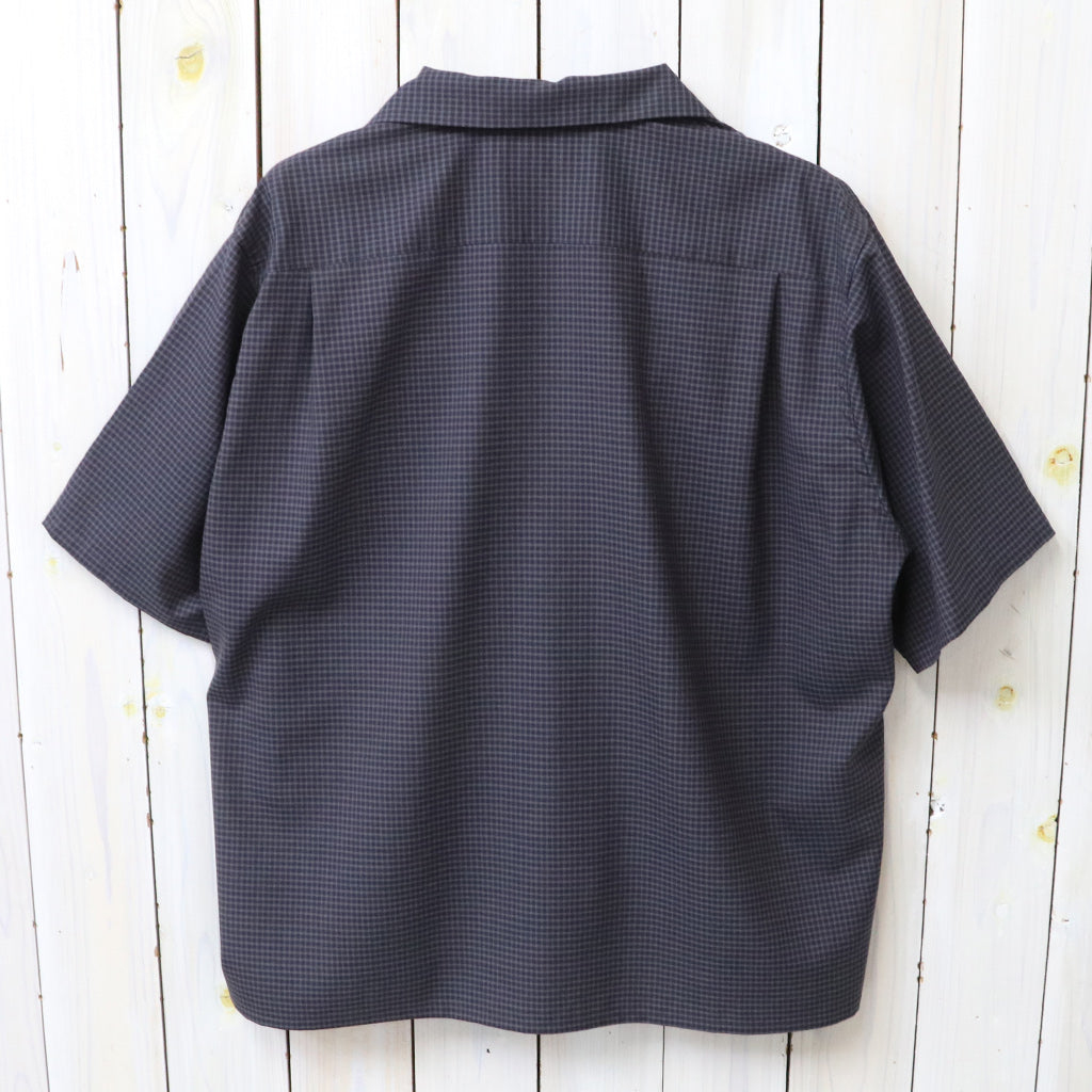 Kaptain Sunshine : Summer Wool Open Collar SS Shirt (BROWN PLAID)