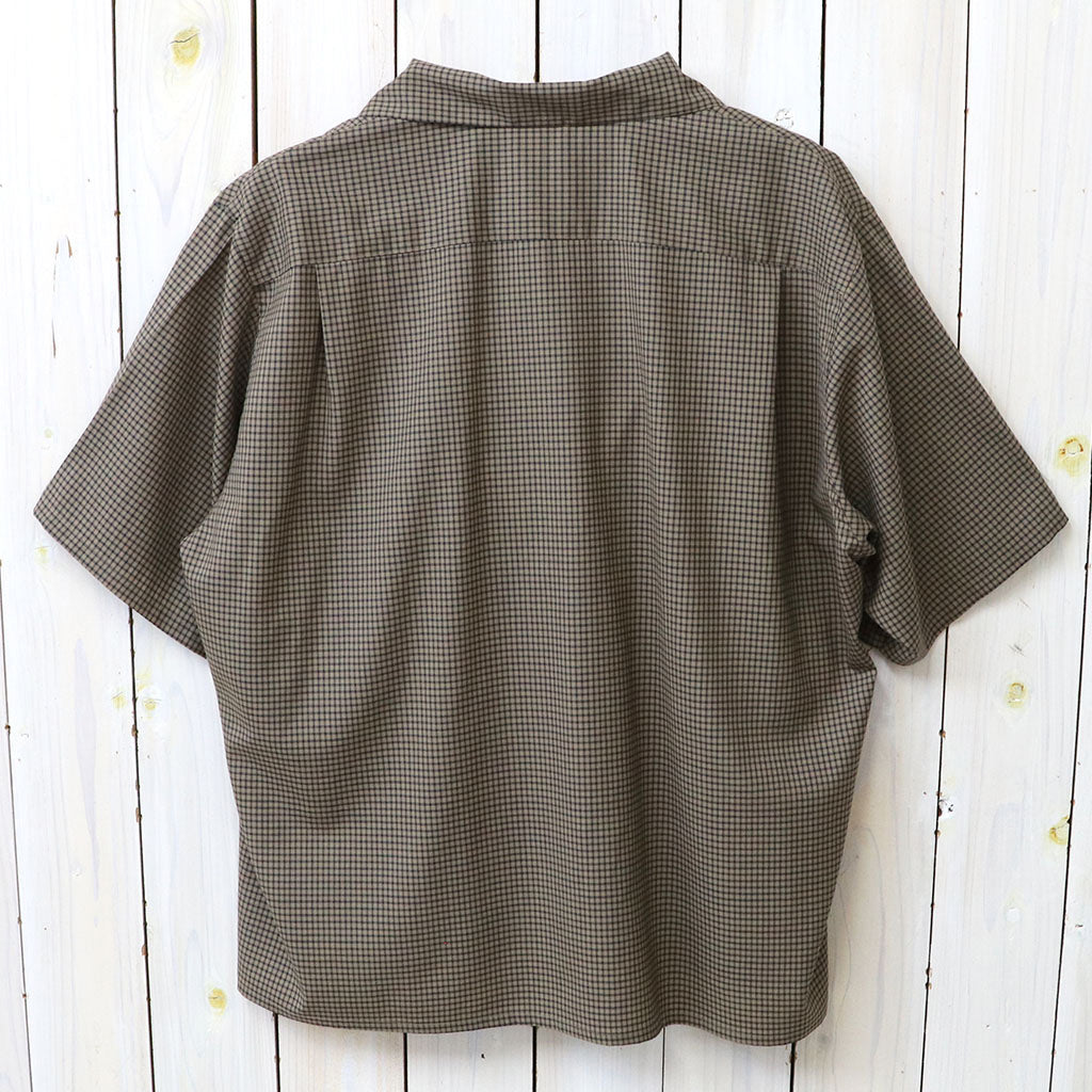 Kaptain Sunshine : Summer Wool Open Collar SS Shirt (KHAKI PLAID)