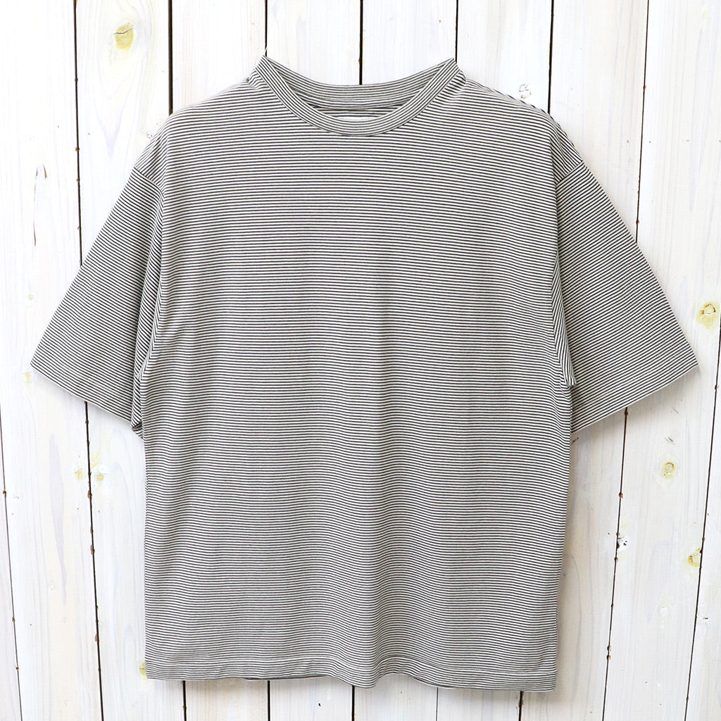 【SALE30%OFF】Kaptain Sunshine : Hard Twisted Stripe Jersey Half-sleeve Tee (BLACK PIN STRIPE)