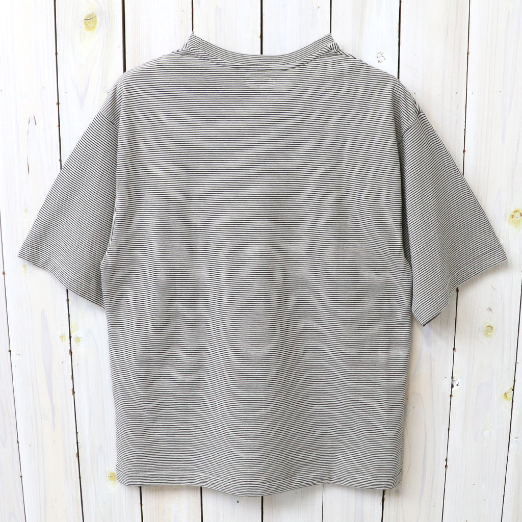【SALE30%OFF】Kaptain Sunshine : Hard Twisted Stripe Jersey Half-sleeve Tee (BLACK PIN STRIPE)