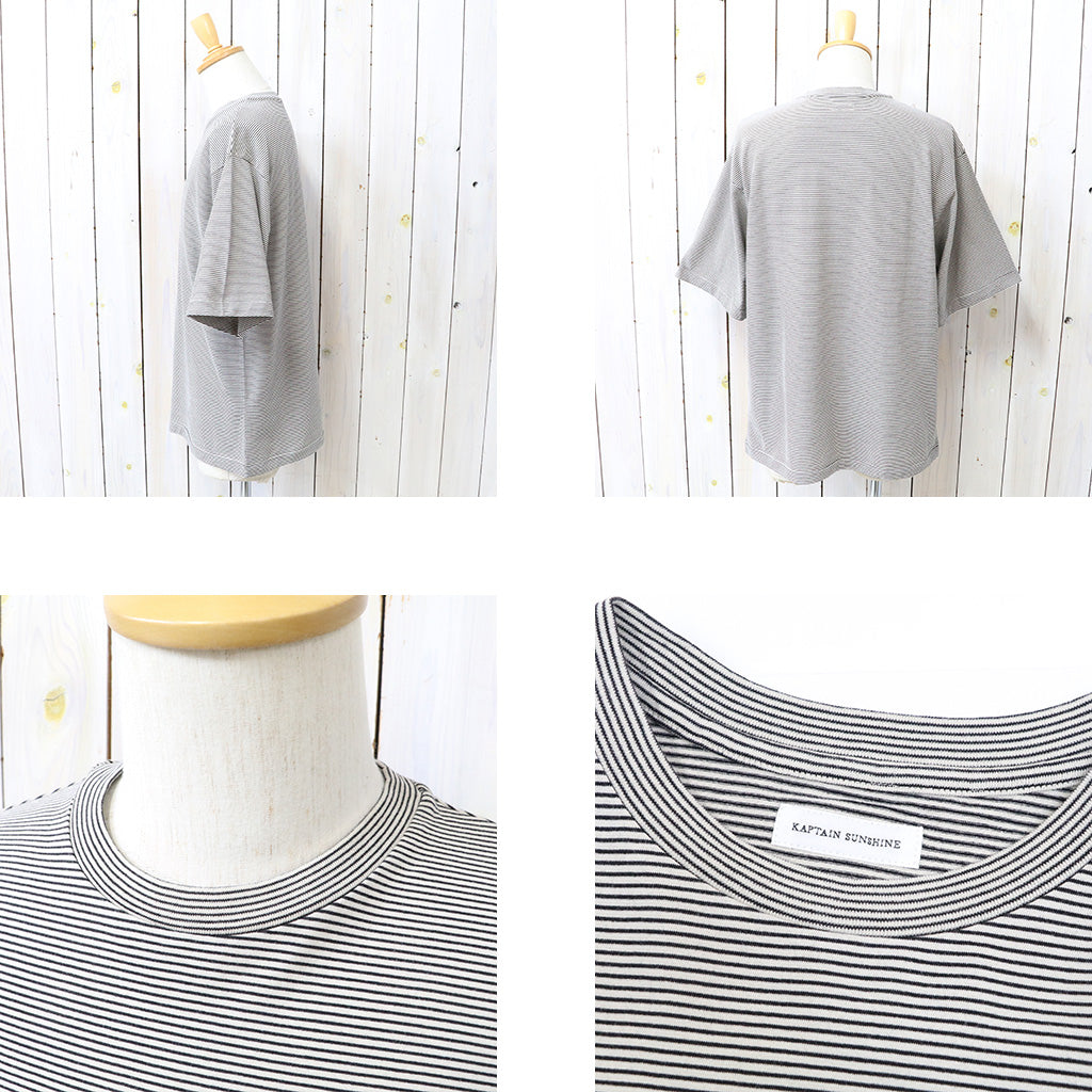 【SALE30%OFF】Kaptain Sunshine : Hard Twisted Stripe Jersey Half-sleeve Tee (BLACK PIN STRIPE)