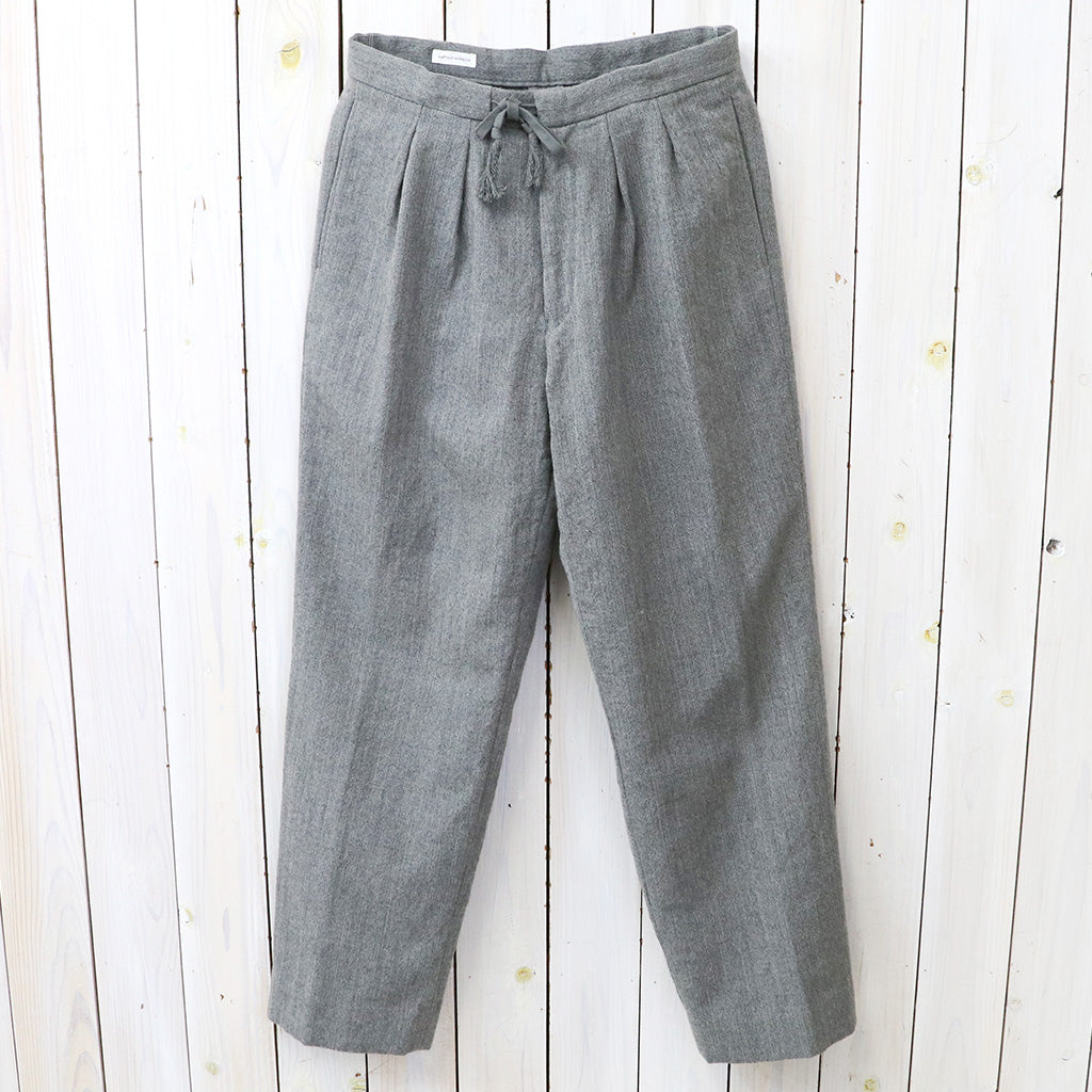 Kaptain Sunshine : Wool Herringbone Easy Trousers (TOP GREY)