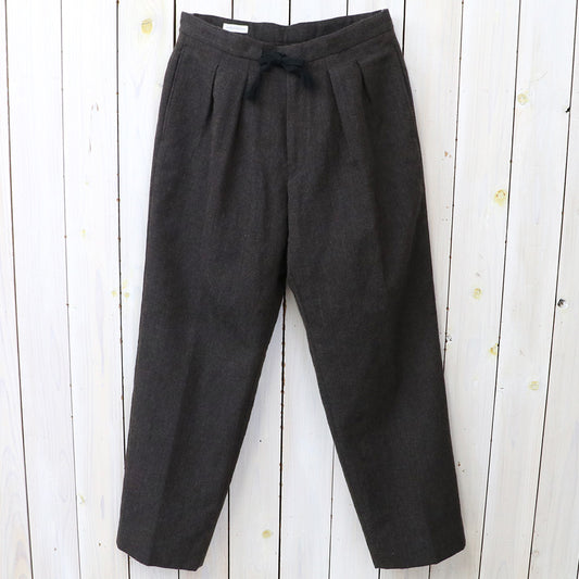 Kaptain Sunshine : Wool Herringbone Easy Trousers (TOP BROWN)