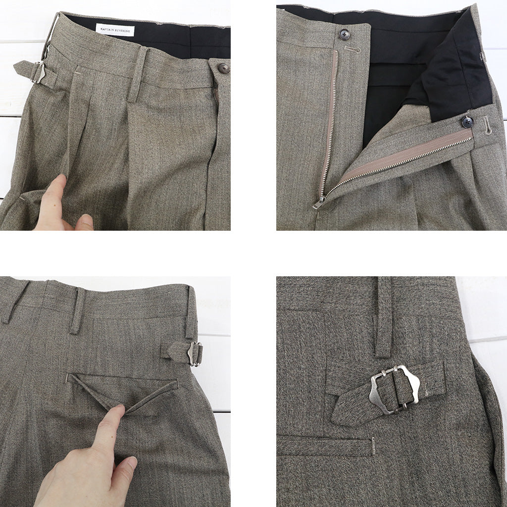 Kaptain Sunshine : Wool Light Gabardine Shoecut Slacks (SALT&PEPPER)