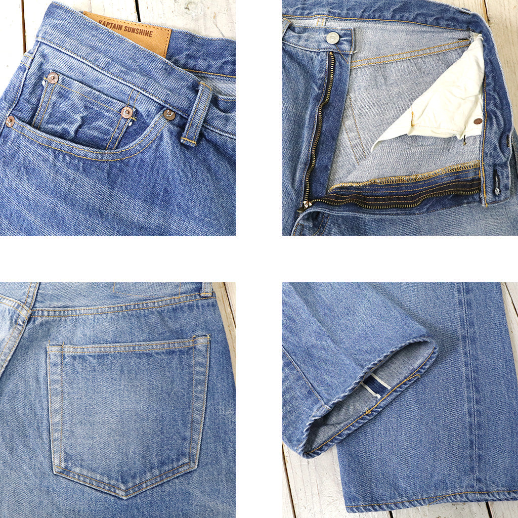 Kaptain Sunshine : 5P Zipper Front Denim Pants (INDIGO VINTAGE WASH) (2025SS)