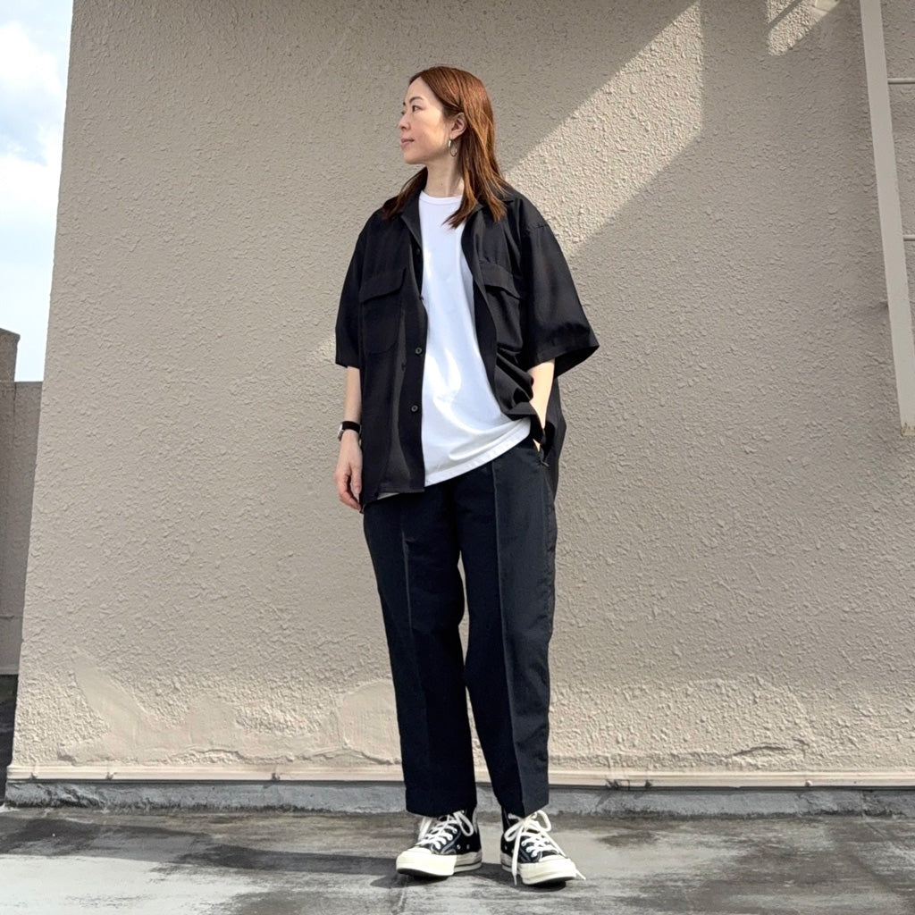 Kaptain Sunshine : Open Collared SS Shirt (DARK OMBRE)