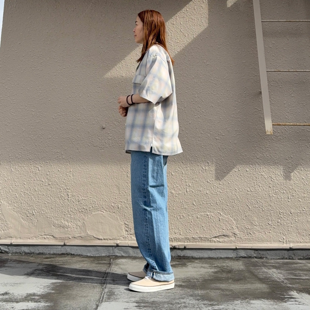 Kaptain Sunshine : Open Collared SS Shirt (PALE OMBRE)