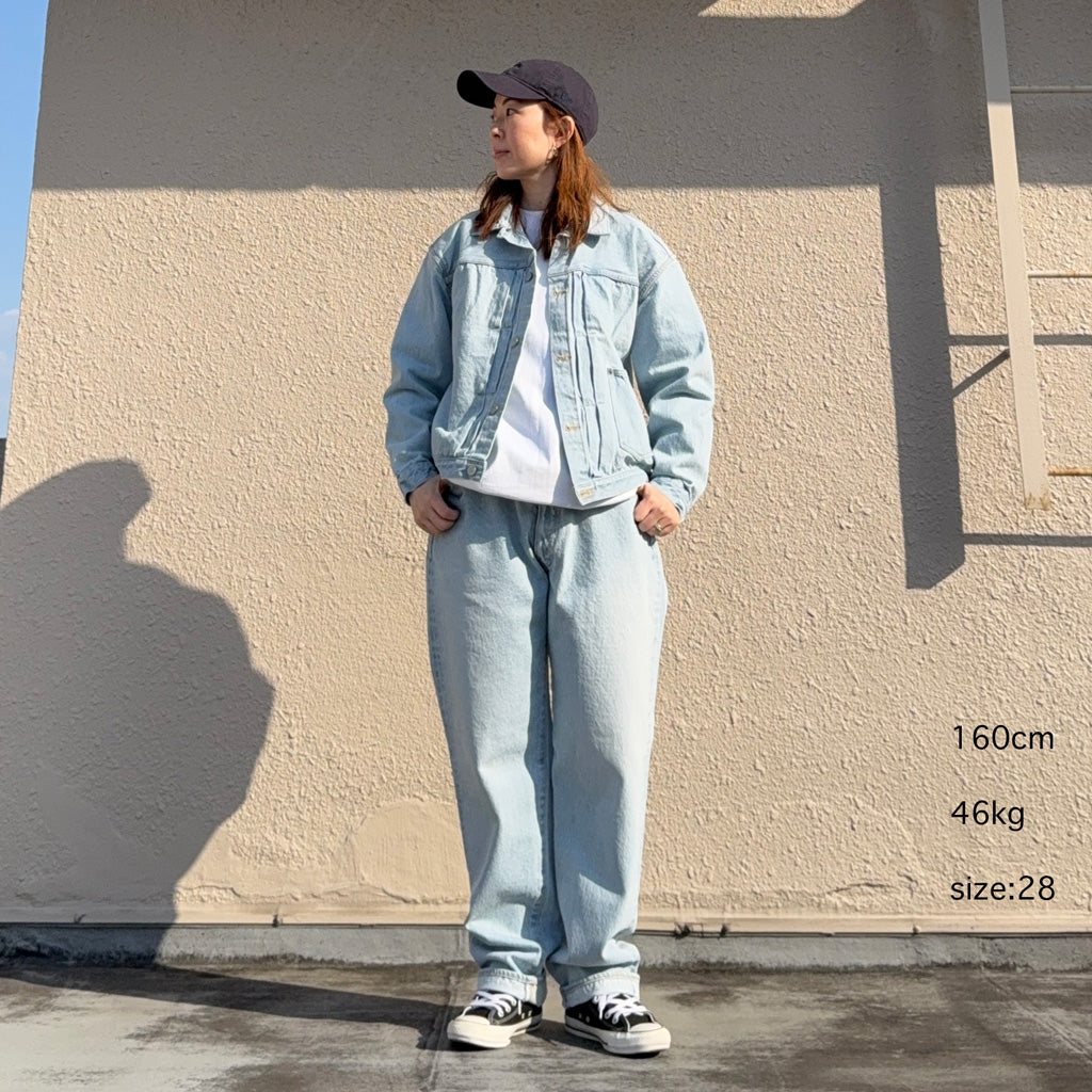 Kaptain Sunshine : 5P Zipper Front Denim Pants (INDIGO ICE WASH)