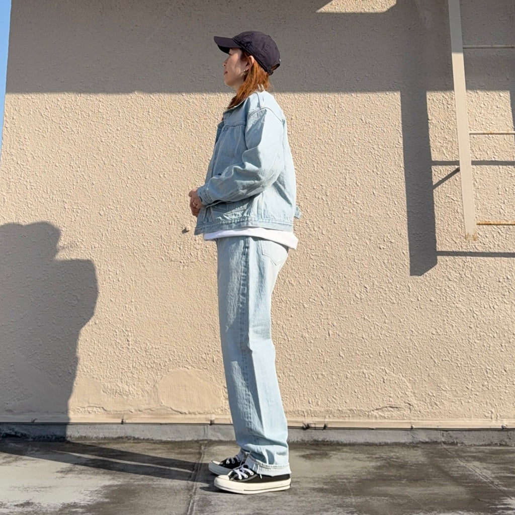 Kaptain Sunshine : 5P Zipper Front Denim Pants (INDIGO ICE WASH)