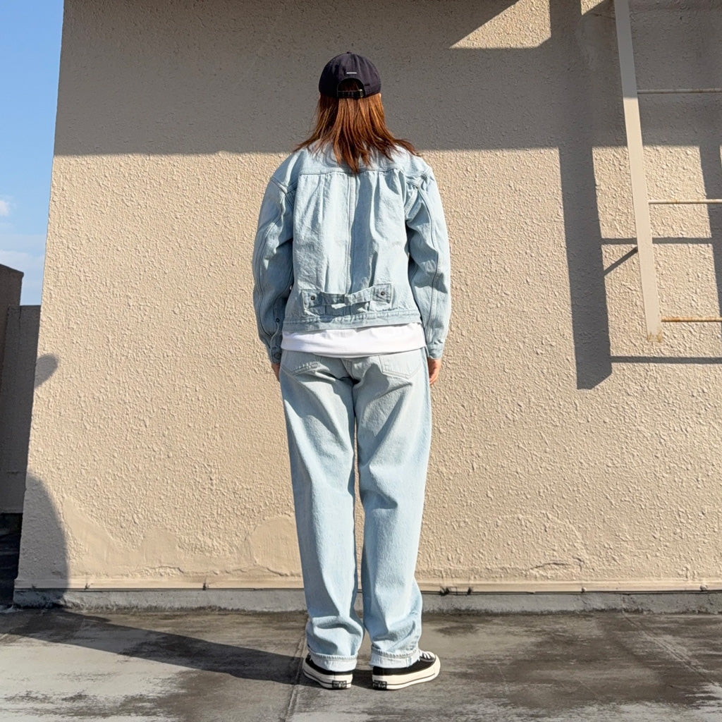 Kaptain Sunshine : 5P Zipper Front Denim Pants (INDIGO ICE WASH)