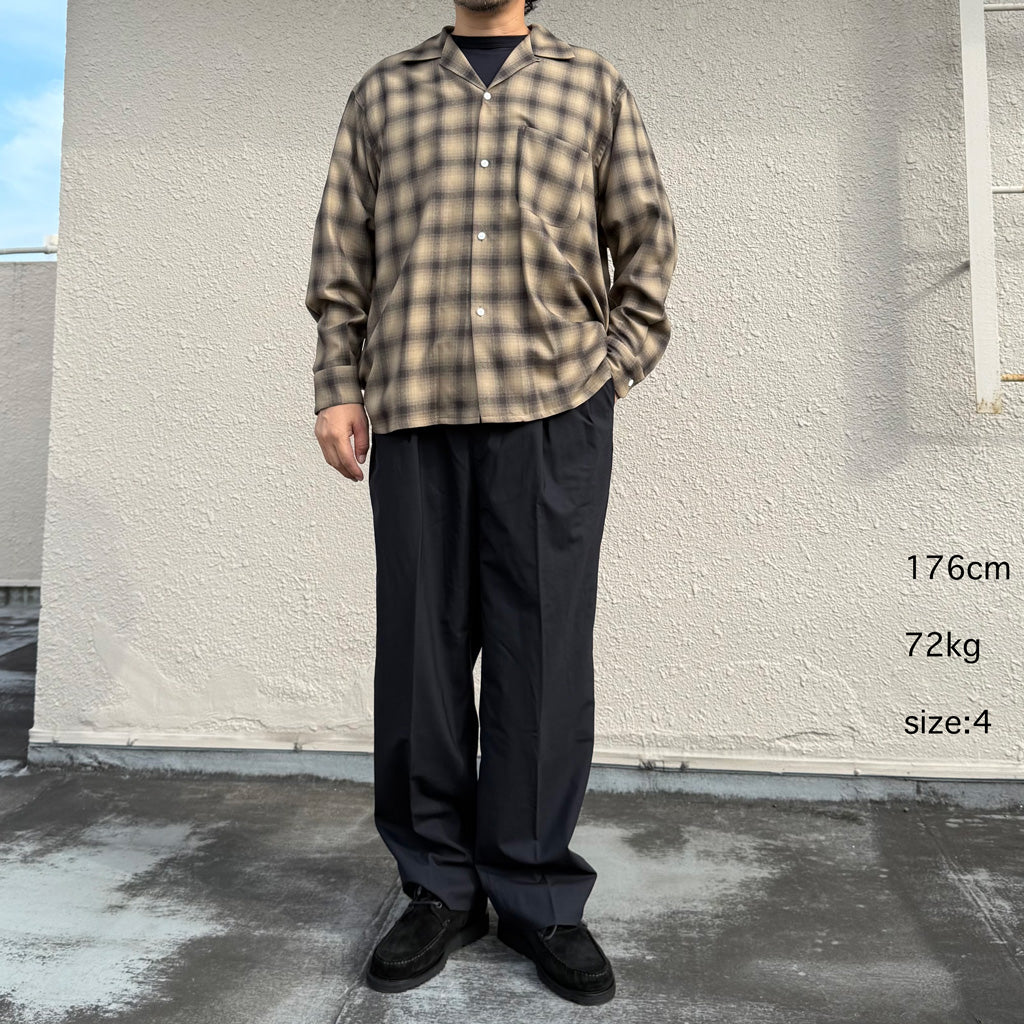 Kaptain Sunshine : Wool Ombre Open Collared Shirt (BEIGE OMBRE)