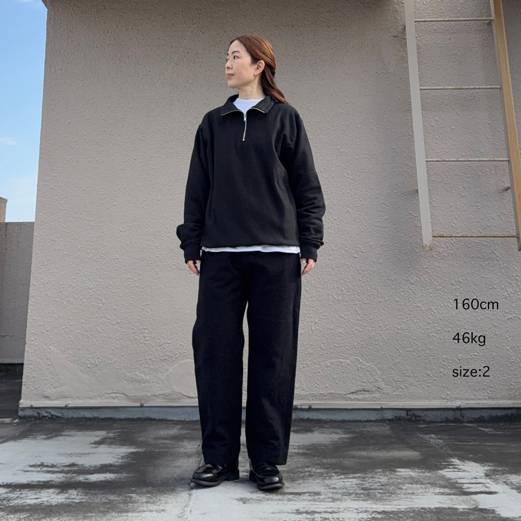 Kaptain Sunshine : Suvin Sweat Halfzip P/O (BLACK)