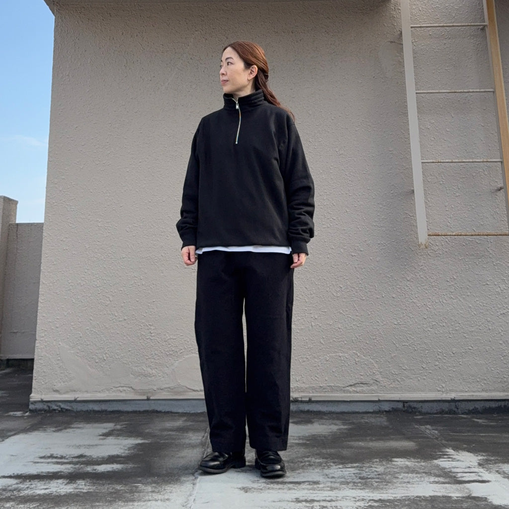 Kaptain Sunshine : Suvin Sweat Halfzip P/O (BLACK)