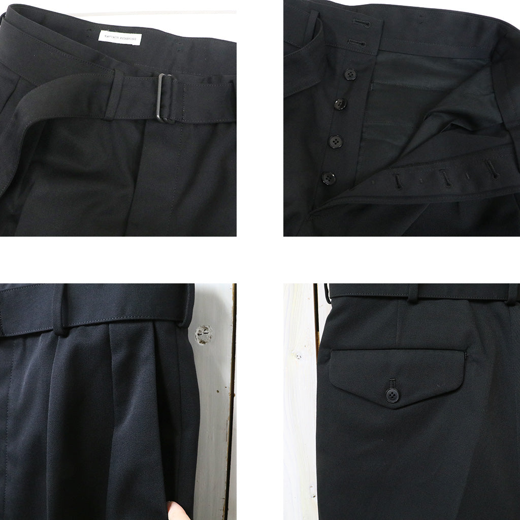 Kaptain Sunshine : Wool Cotton Chino Riviera Pants (BLACK)