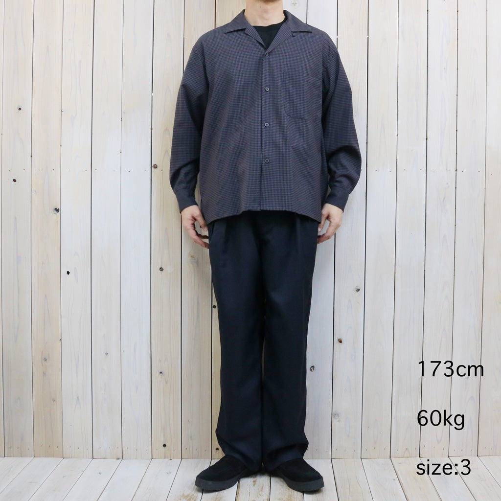 Kaptain Sunshine : Summer Wool Open Collar Shirt (BROWN PLAID)