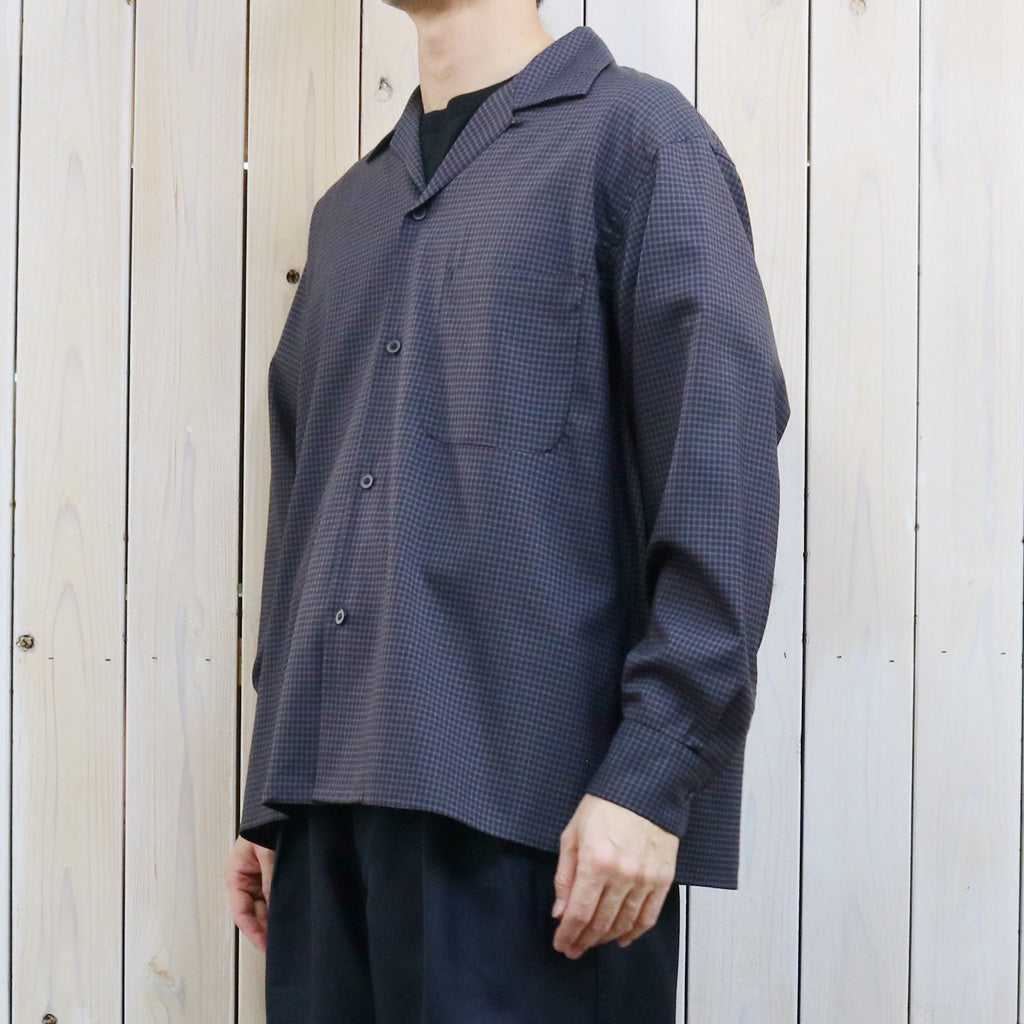 Kaptain Sunshine : Summer Wool Open Collar Shirt (BROWN PLAID)