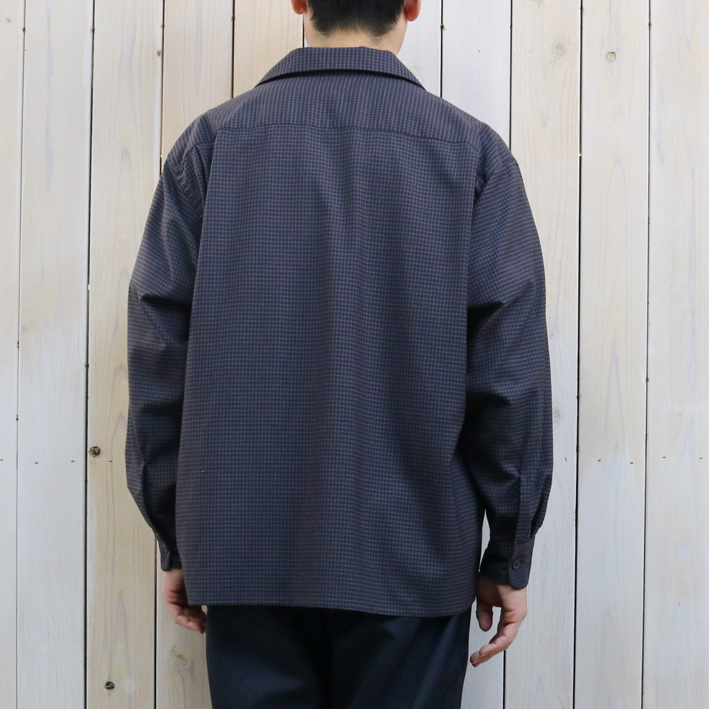 Kaptain Sunshine : Summer Wool Open Collar Shirt (BROWN PLAID)