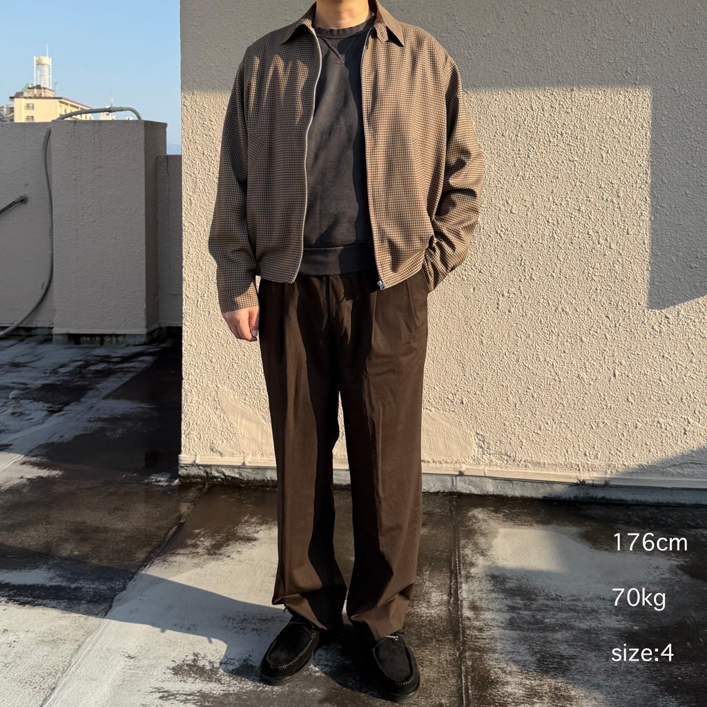 Kaptain Sunshine : Summer Wool Zip Blouson (KHAKI PLAID)