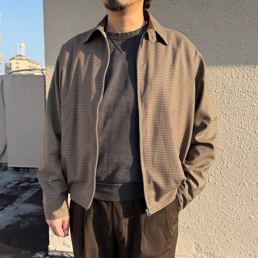 Kaptain Sunshine : Summer Wool Zip Blouson (KHAKI PLAID)