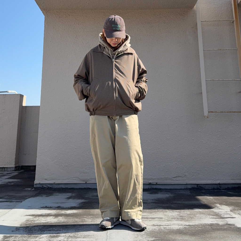 Kaptain Sunshine : Summer Wool Zip Blouson (KHAKI PLAID)