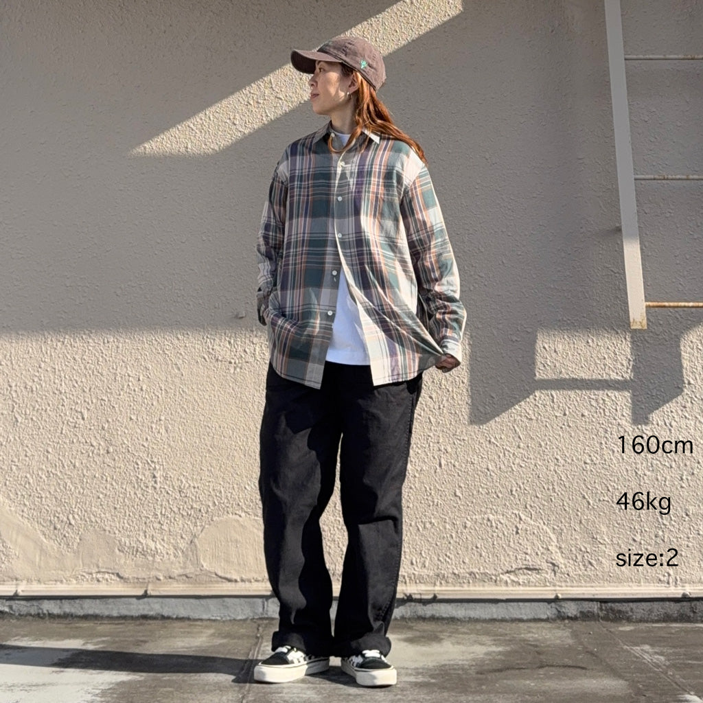 Kaptain Sunshin : Gauze Plaid Plain Shirt (FOREST PLAID)