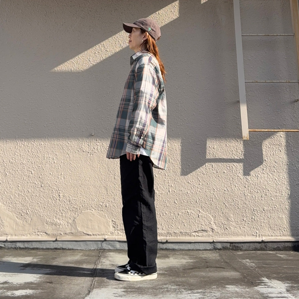 Kaptain Sunshin : Gauze Plaid Plain Shirt (FOREST PLAID)