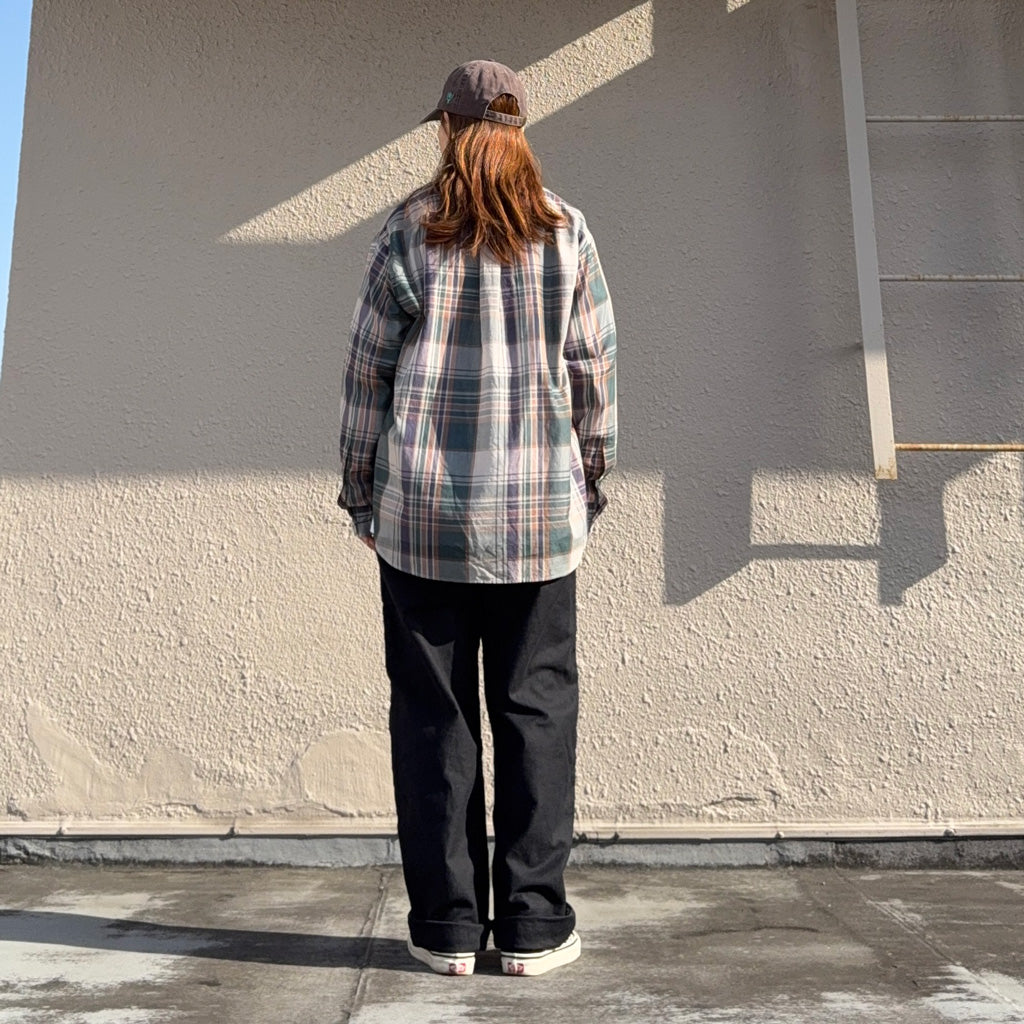 Kaptain Sunshin : Gauze Plaid Plain Shirt (FOREST PLAID)