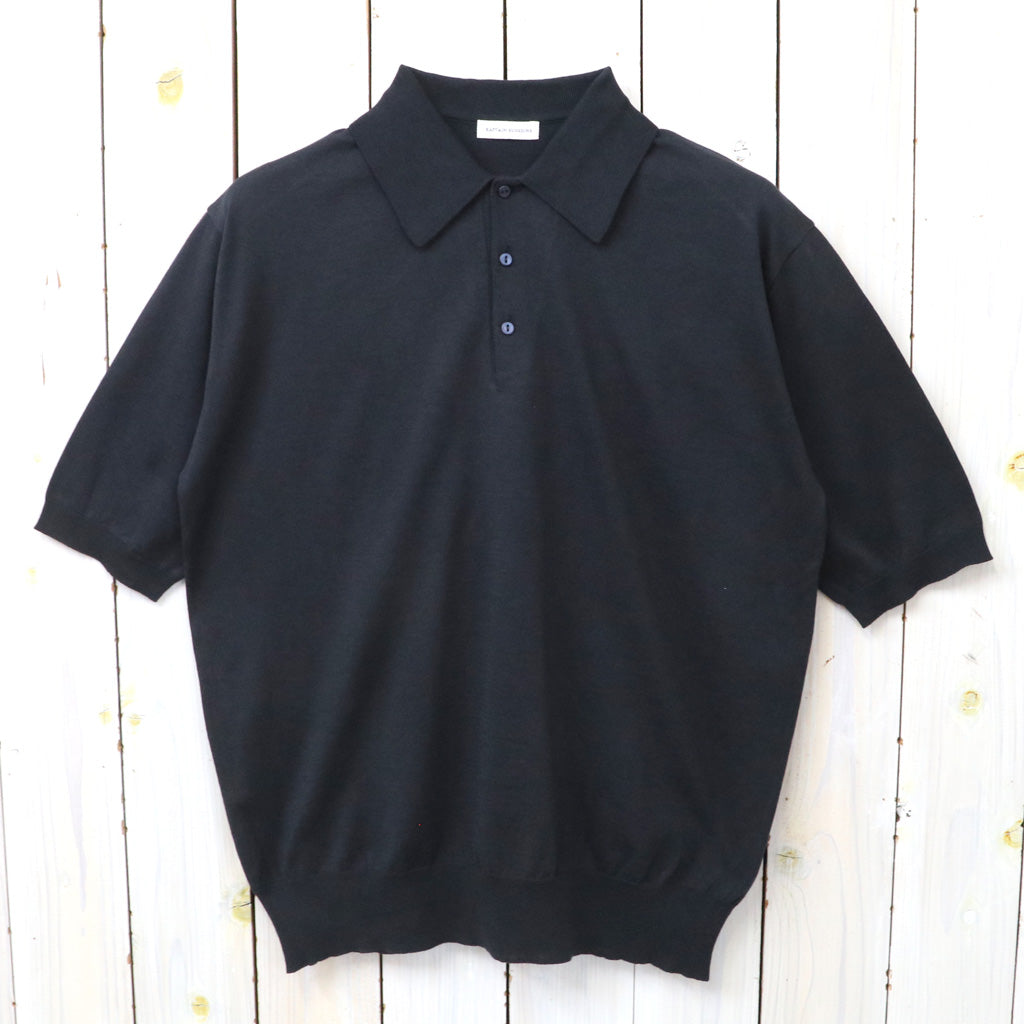 Kaptain Sunshine : Cotton Knit Poloshirt (DARK NAVY)