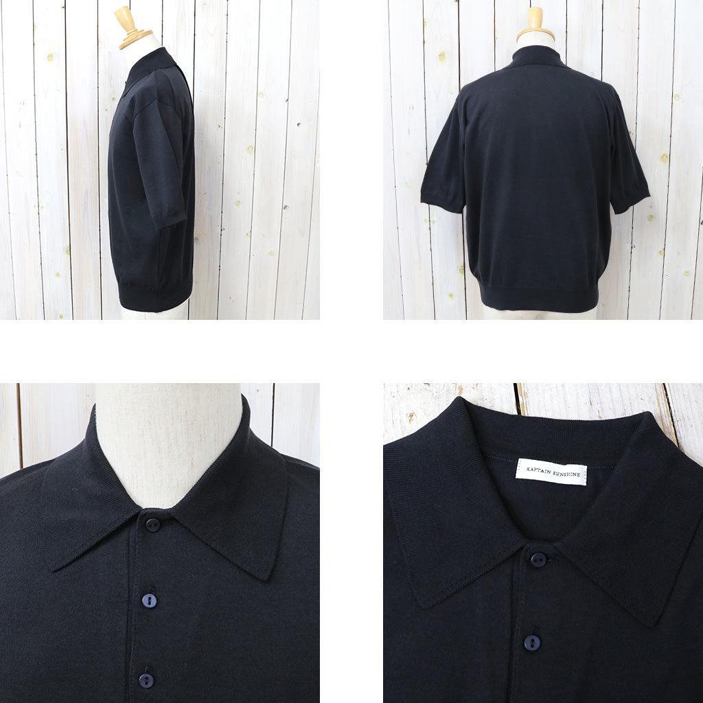 Kaptain Sunshine : Cotton Knit Poloshirt (DARK NAVY)