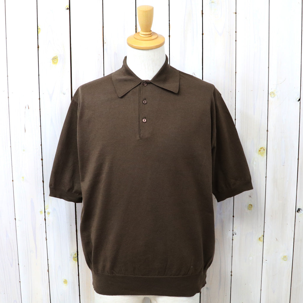 Kaptain Sunshine : Cotton Knit Poloshirt (MOCHA BROWN)