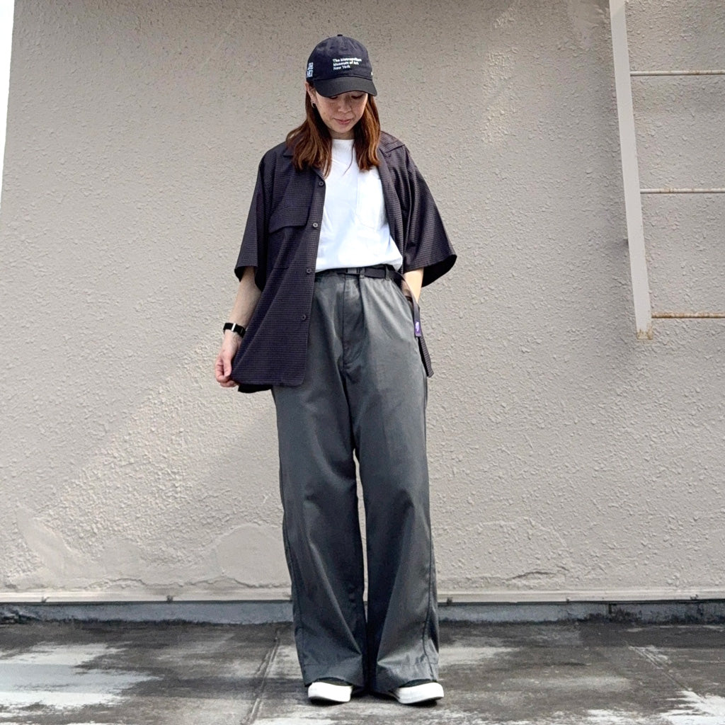 Kaptain Sunshine : Summer Wool Open Collar SS Shirt (BROWN PLAID)