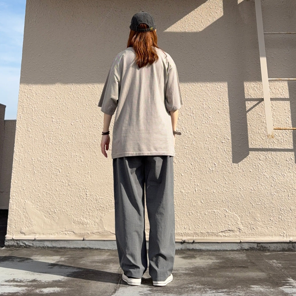 【SALE30%OFF】Kaptain Sunshine : Hard Twisted Stripe Jersey Half-sleeve Tee (BLACK PIN STRIPE)