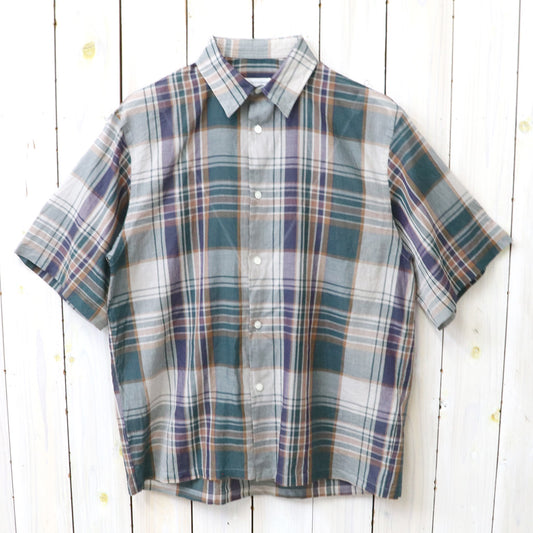 Kaptain Sunshin : Gauze Plaid Plain SS Shirt (FOREST PLAID)