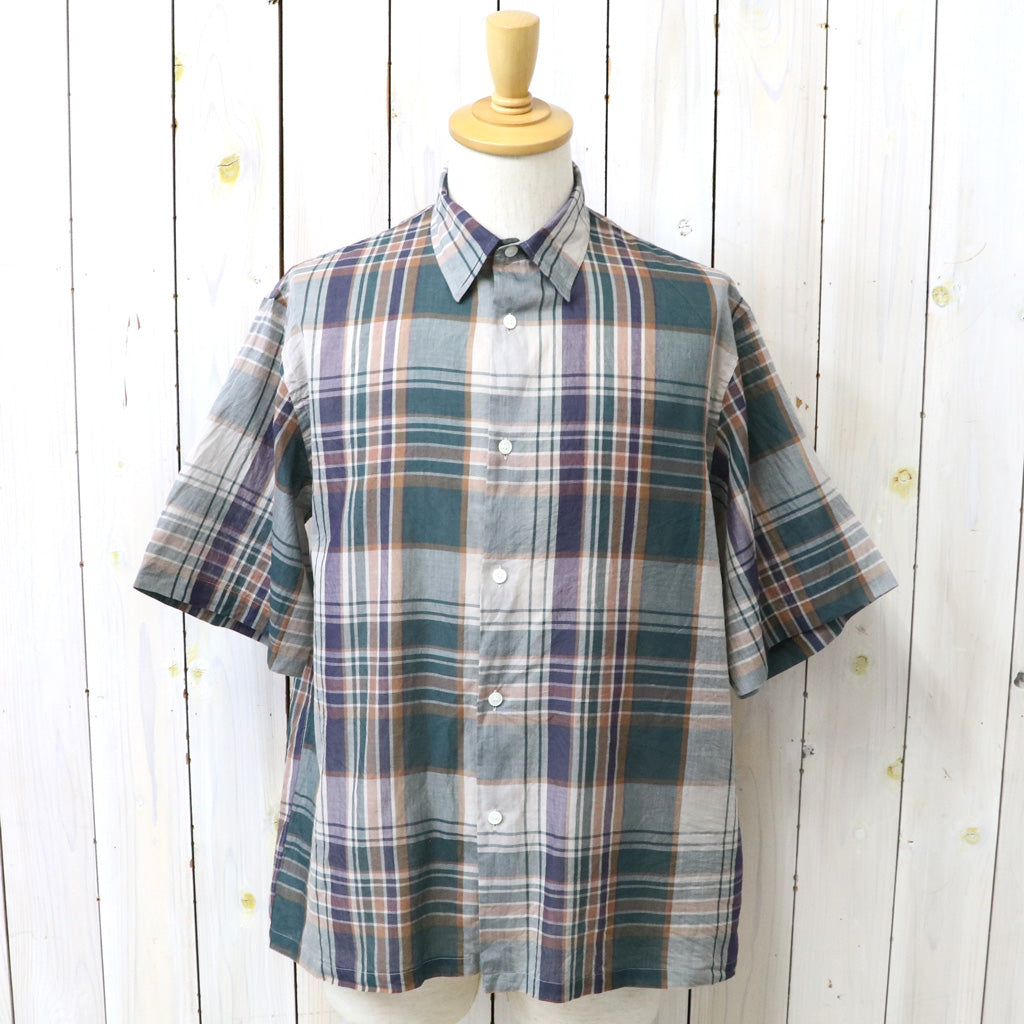 Kaptain Sunshin : Gauze Plaid Plain SS Shirt (FOREST PLAID)