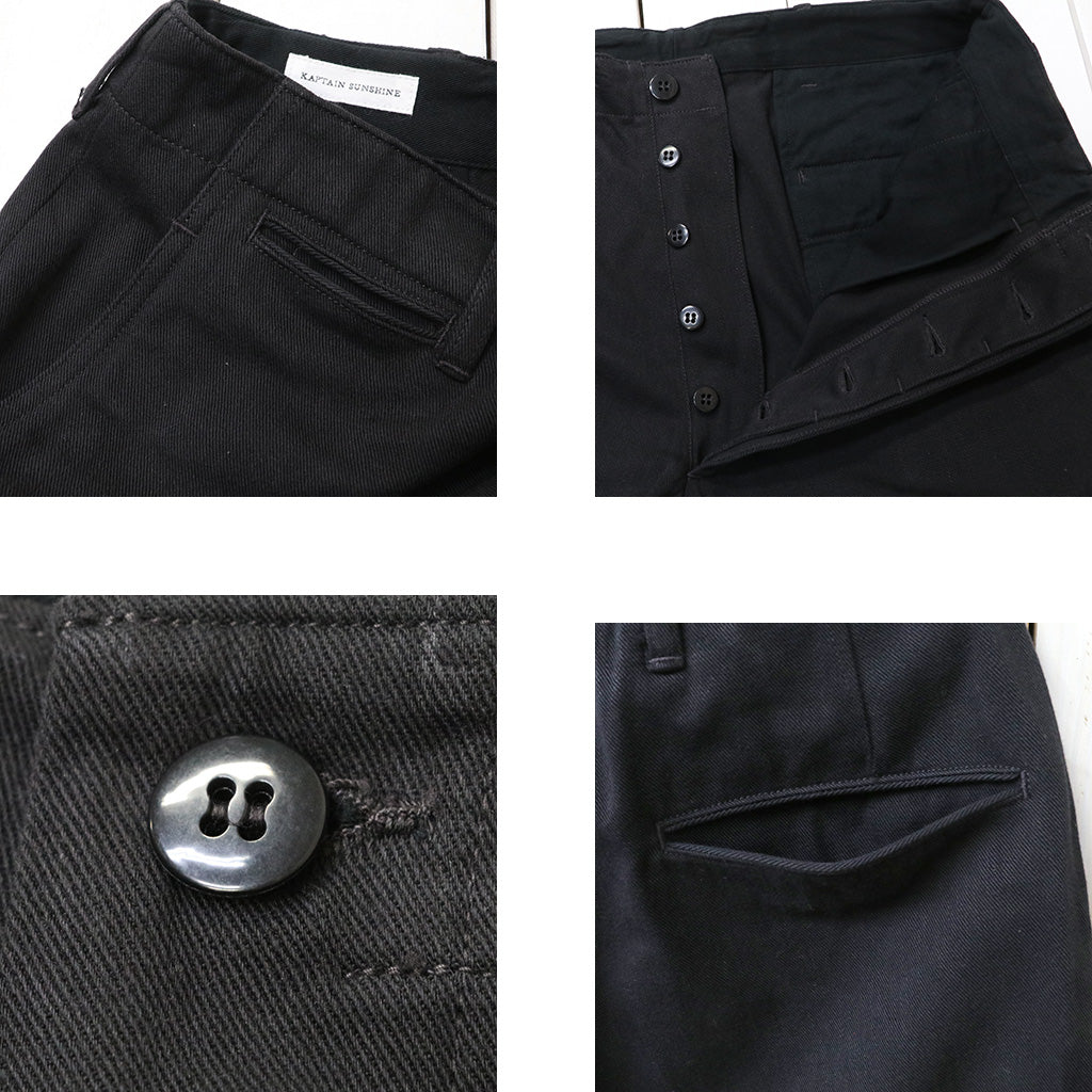Kaptain Sunshine : Cotton Drill Officer Pants (BLACK)