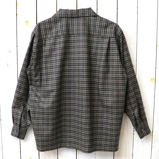Kaptain Sunshine : Wool Plaid Open Collar Shirt (BROWN)