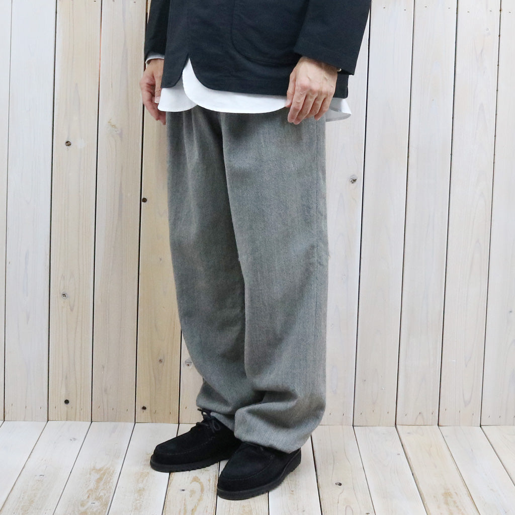 Kaptain Sunshine : Wool Herringbone Easy Trousers (TOP GREY)